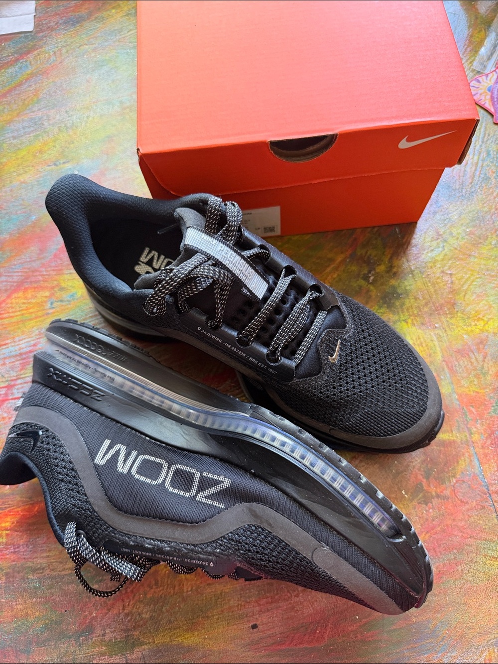 Nike Pegasus Premium Running Shoe Black Air Zoom Sneaker Sz. women 8.5 men 7 NWB - Picture 2 of 13